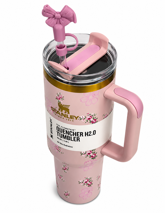 Pink Floral Bow Stainless Steel Tumbler – 1.18L