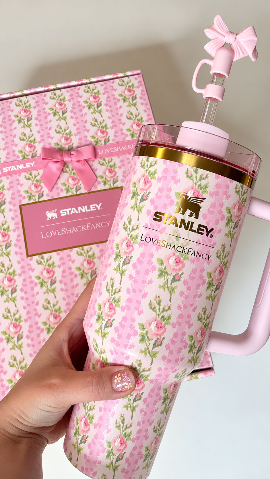 STANLEY Rose Floral Stainless Steel Tumbler Gift Set with Gift Box – 40oz / 1.18L