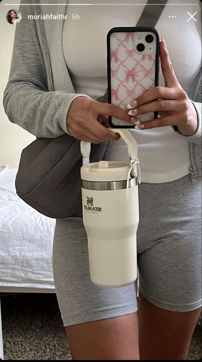 40oz Beige Stainless Steel Insulated Tumbler with Straw