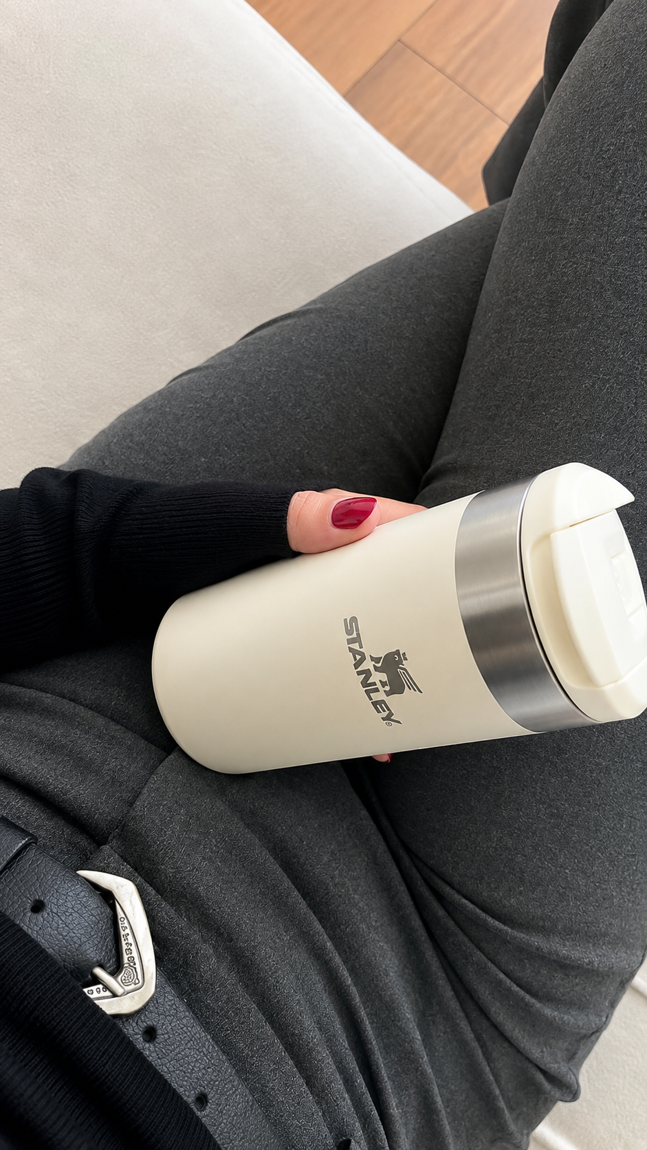 Premium Insulated Transit Mug 470ml | Stainless Steel Flip Lid (Beige)
