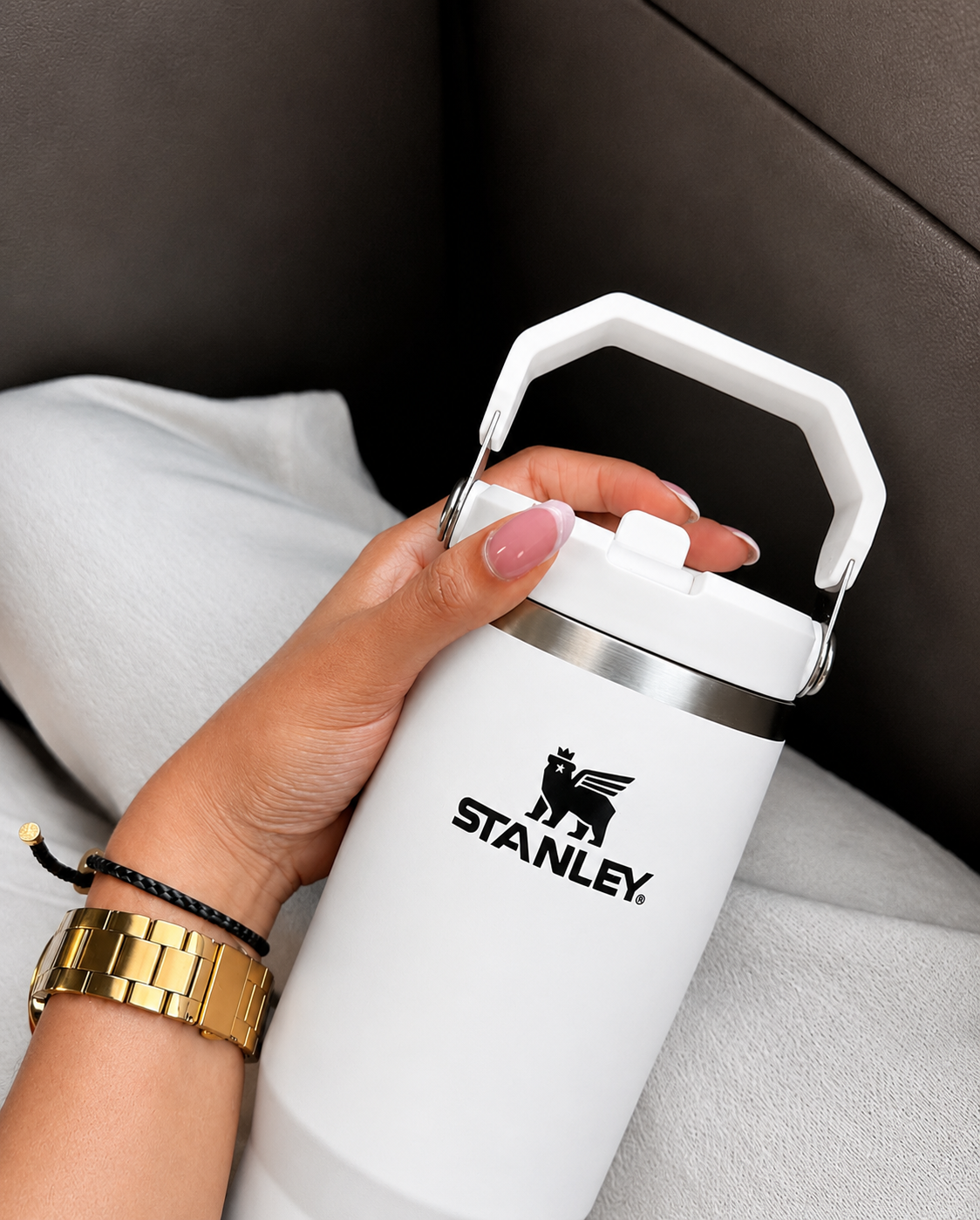 40oz White Stainless Steel Insulated Tumbler with Straw