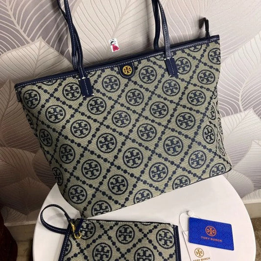tory burch t monogram tote with og box amp dust bag amp extra pouch 1581
