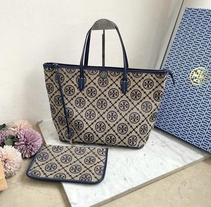 tory burch t monogram tote with og box amp dust bag amp extra pouch 1581