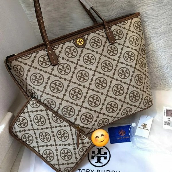 tory burch t monogram tote with og box amp dust bag amp extra pouch 1580