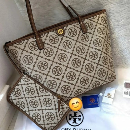 tory burch t monogram tote with og box amp dust bag amp extra pouch 1580