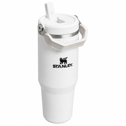 40oz White Stainless Steel Insulated Tumbler with Straw