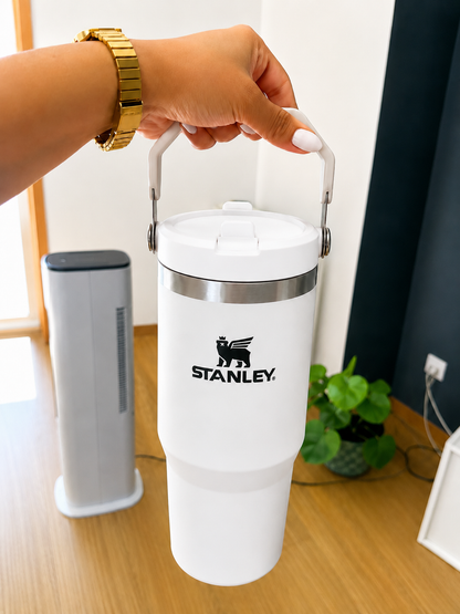 40oz White Stainless Steel Insulated Tumbler with Straw