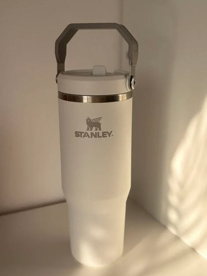 40oz Beige Stainless Steel Insulated Tumbler with Straw