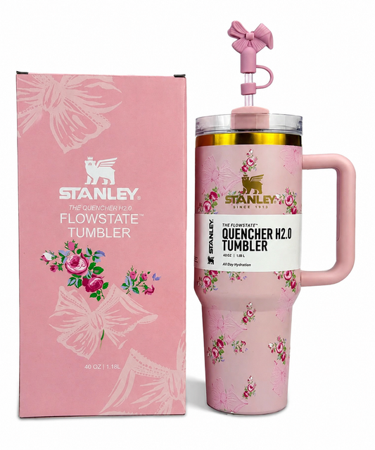 Pink Floral Bow Stainless Steel Tumbler  –  1.18L