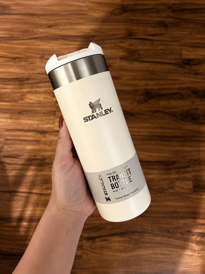 Premium Insulated Transit Mug 470ml | Stainless Steel Flip Lid (Beige)