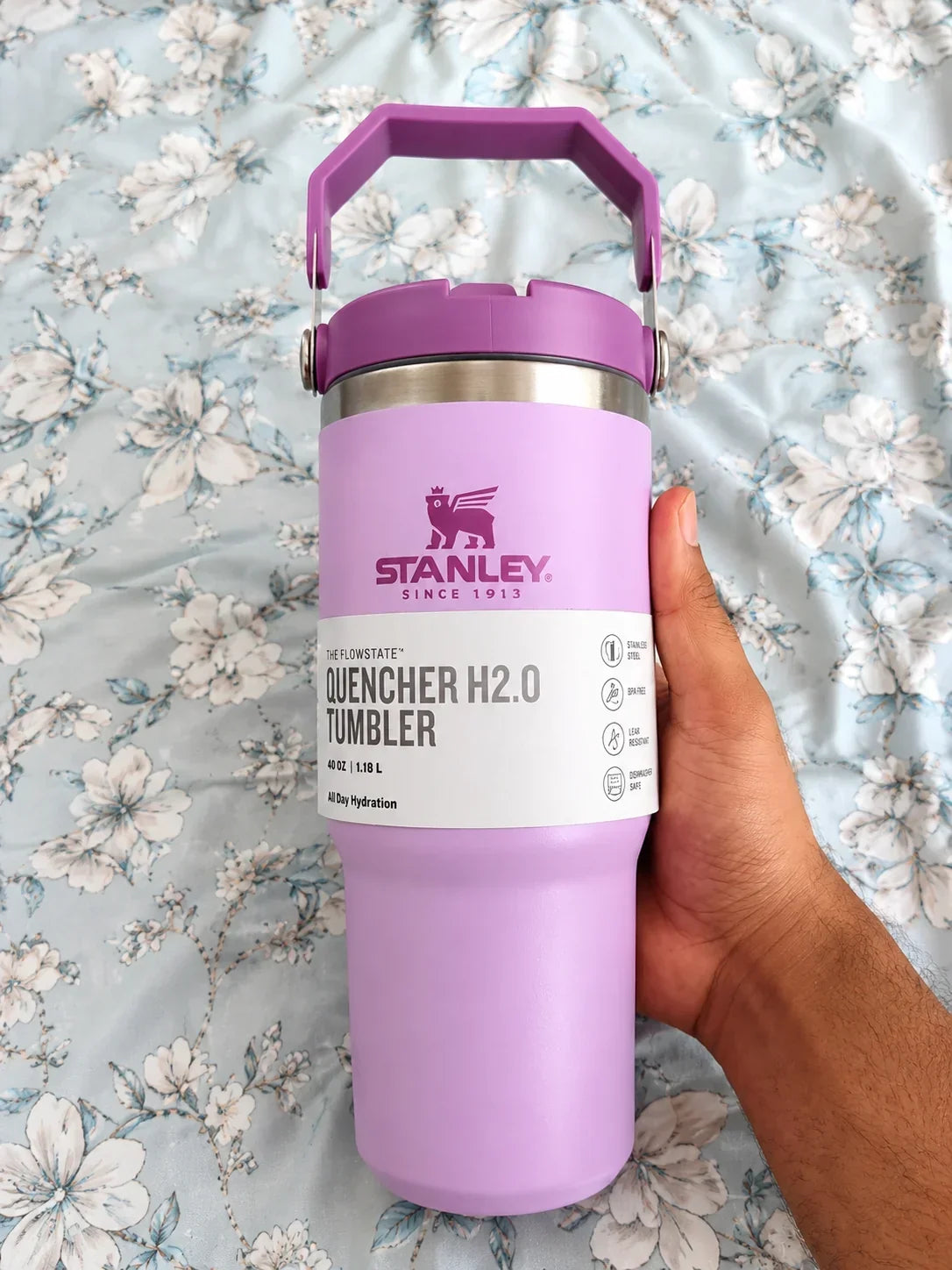 40oz Purple Stainless Steel Insulated Tumbler with Straw