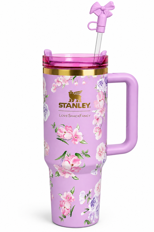 STANLEY Purple & Green Single Stainless Steel Floral Double Wall Vacuum Water Bottle