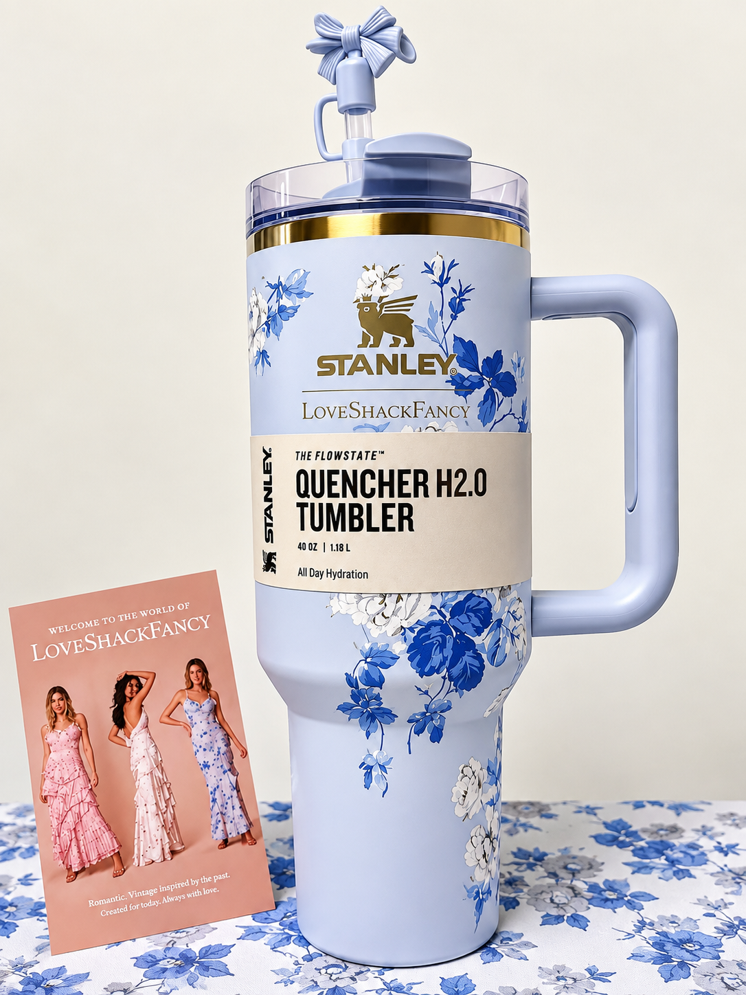 Blue Floral Stainless Steel Insulated Water Bottle – 1.18L