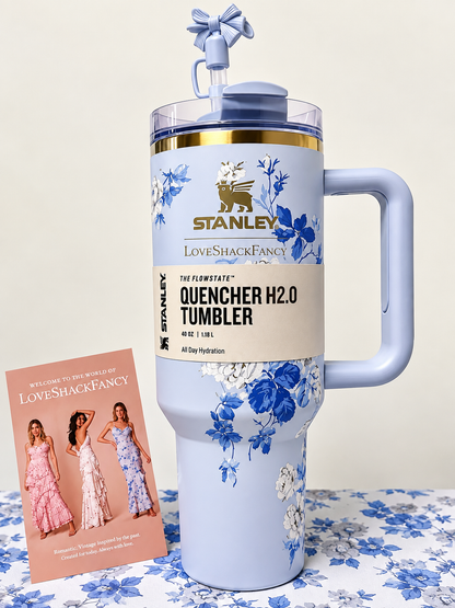 Blue Floral Stainless Steel Insulated Water Bottle – 1.18L