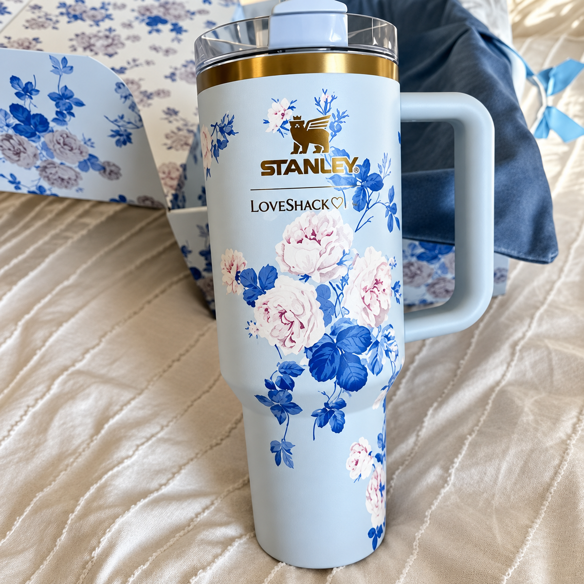 Blue Floral Stainless Steel Insulated Water Bottle – 1.18L