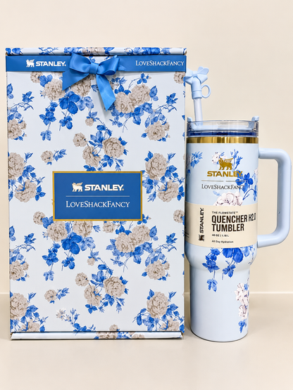 STANLEY Blue Floral Stainless Steel Tumbler Gift Set with Gift Box – 40oz / 1.18L
