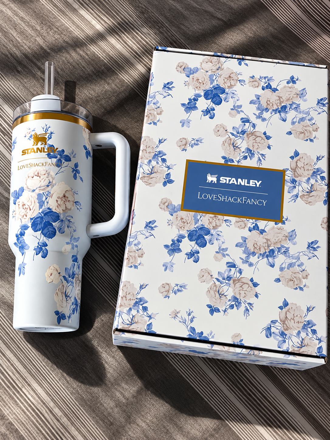 STANLEY Blue Floral Stainless Steel Tumbler Gift Set with Gift Box – 40oz / 1.18L