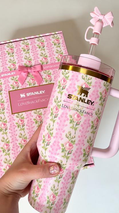 STANLEY Rose Floral Stainless Steel Tumbler Gift Set with Gift Box – 40oz / 1.18L