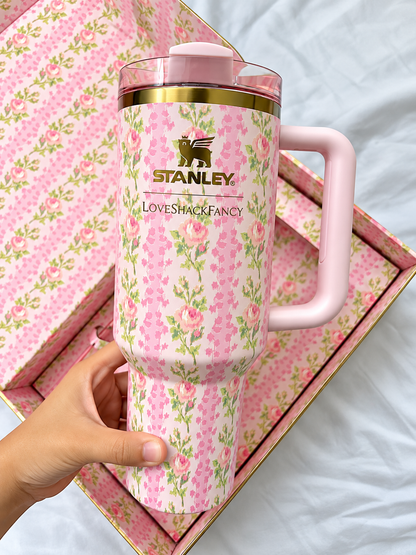STANLEY Rose Floral Stainless Steel Tumbler Gift Set with Gift Box – 40oz / 1.18L