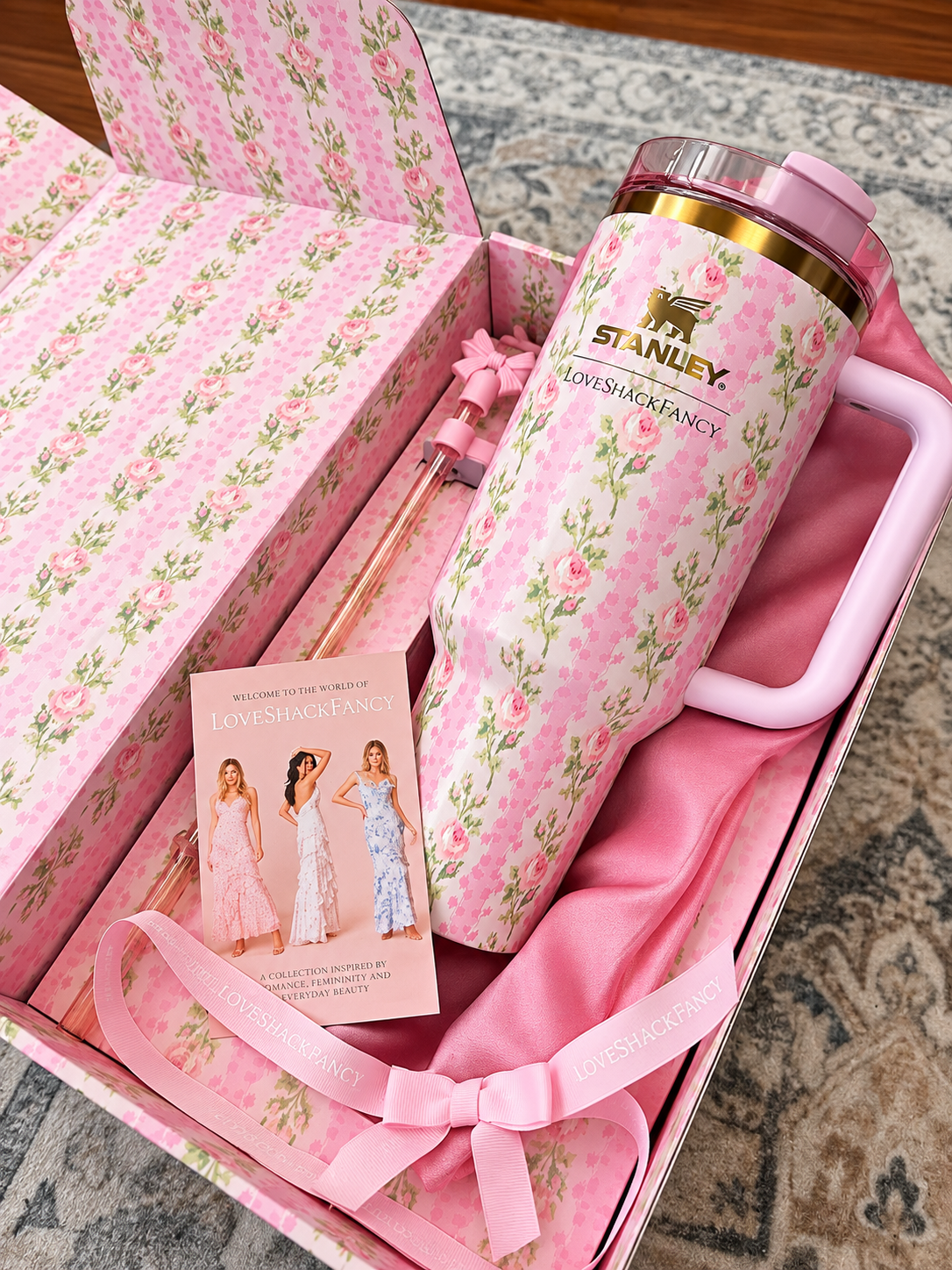 STANLEY Rose Floral Stainless Steel Tumbler Gift Set with Gift Box – 40oz / 1.18L