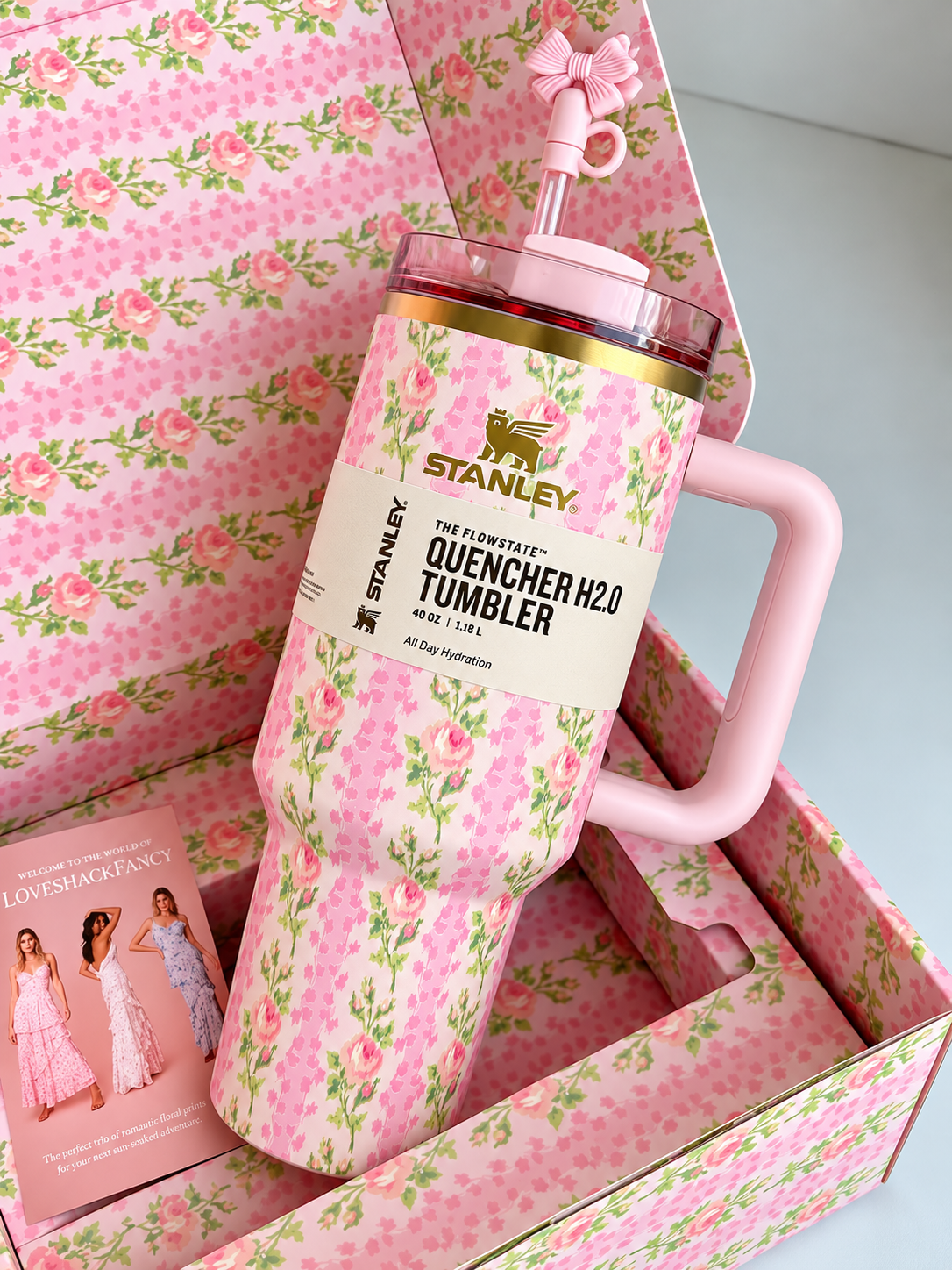 STANLEY Rose Floral Stainless Steel Tumbler Gift Set with Gift Box – 40oz / 1.18L