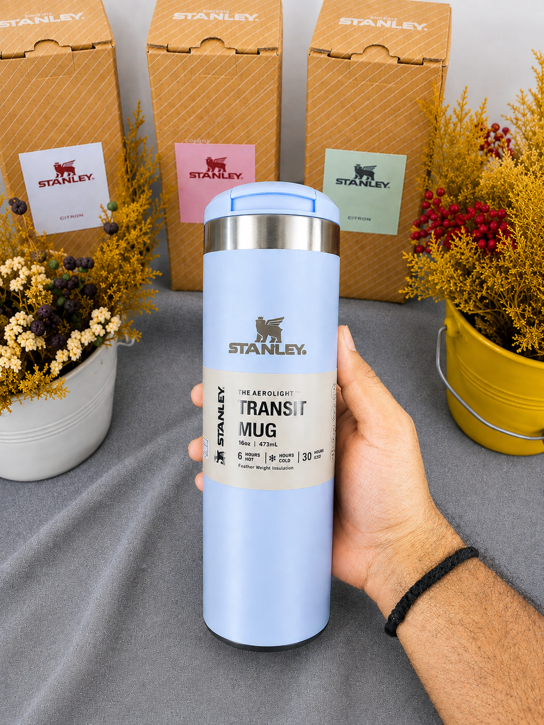 Premium 470ml Stainless Steel Insulated Travel Mug – Blue
