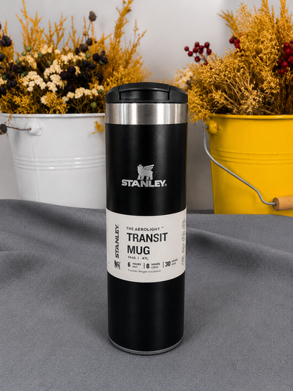Premium 470ml Stainless Steel Insulated Travel Mug – Black