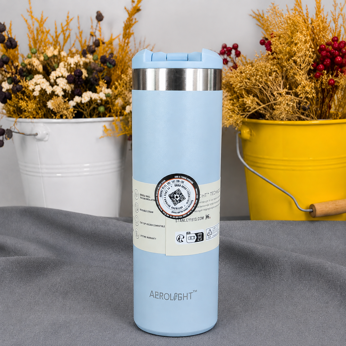 Premium 470ml Stainless Steel Insulated Travel Mug – Blue