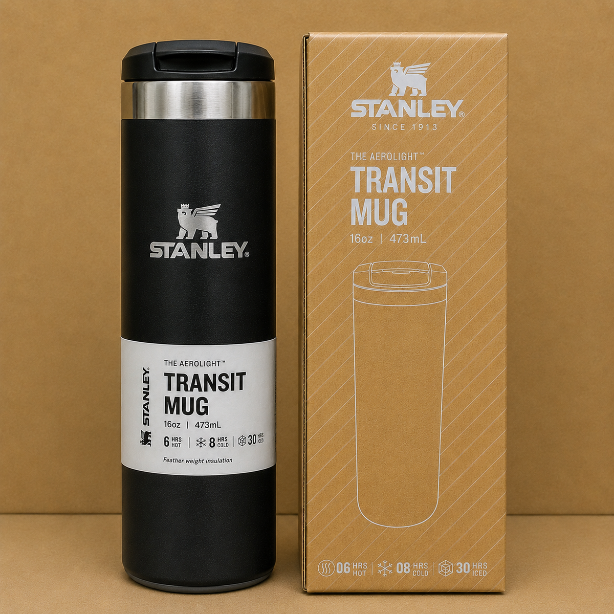 Premium 470ml Stainless Steel Insulated Travel Mug – Black