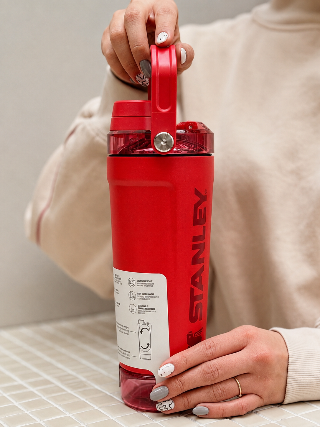 Stanley 20oz Activate Shaker Bottle – Red | Perfect for Gym & Workouts