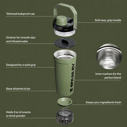 Stanley 20oz Activate Shaker Bottle – Green | Perfect for Gym & Workouts
