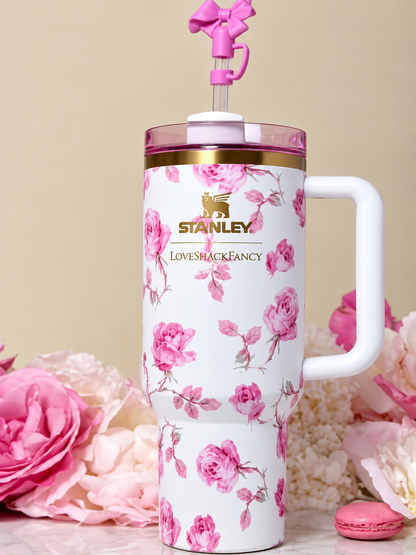 White & Rose Floral Stainless Steel Insulated Water Bottle – 1.18L