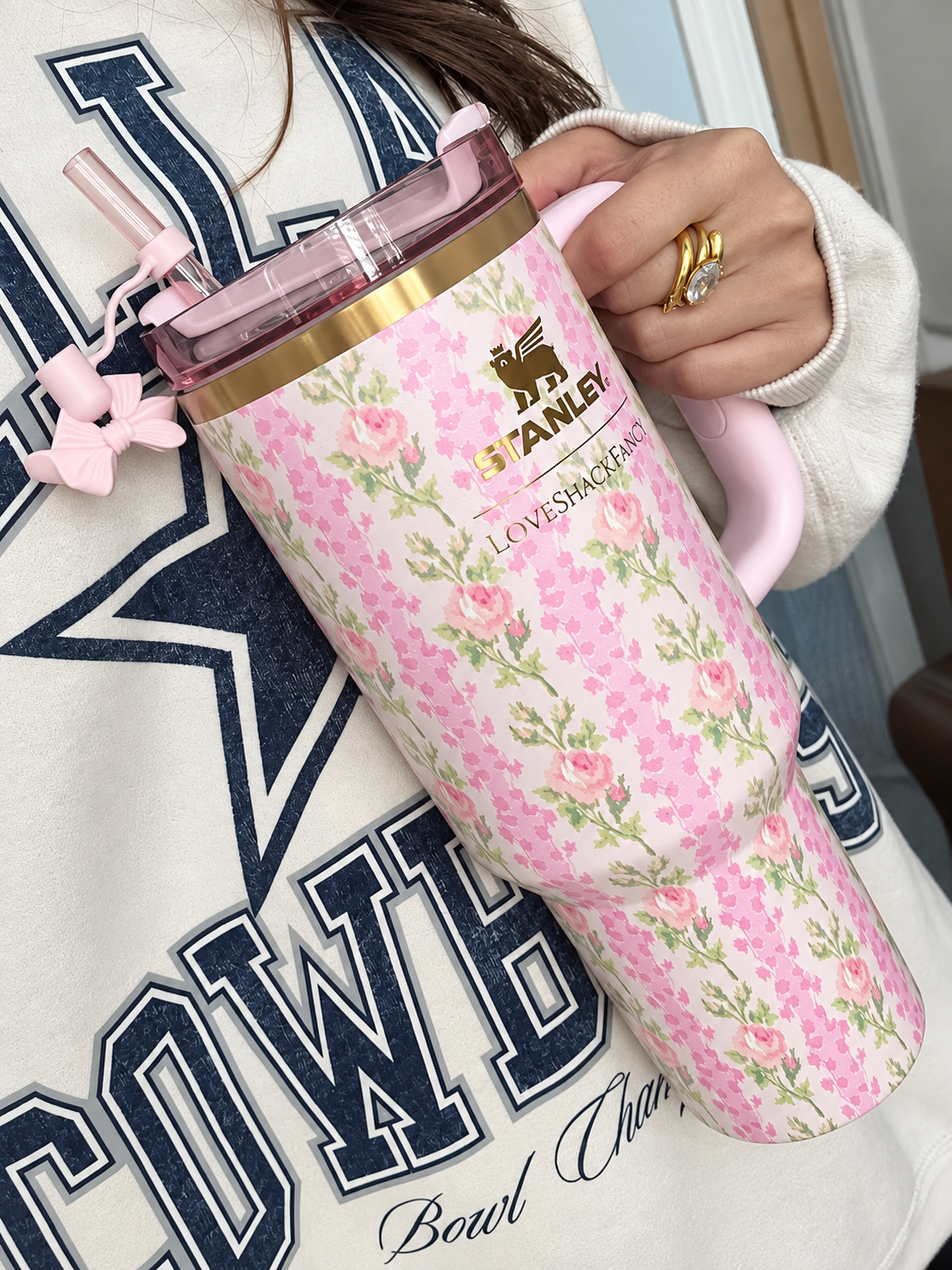 Pink Floral Stainless Steel Insulated Water Bottle – 1.18L