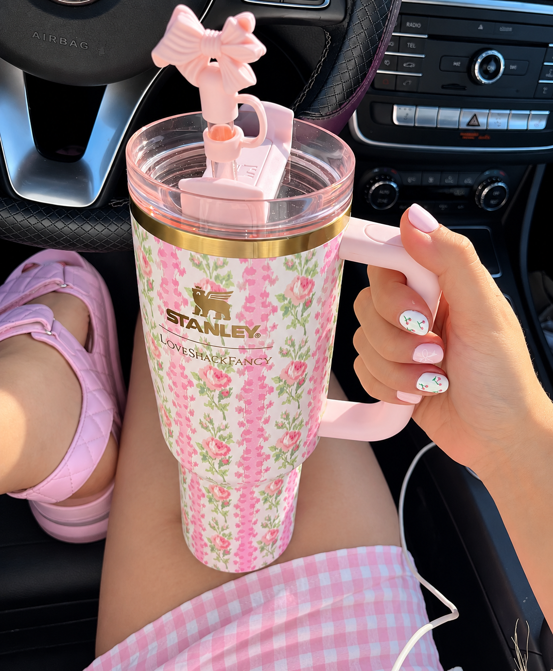Pink Floral Stainless Steel Insulated Water Bottle – 1.18L