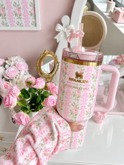 Pink Floral Stainless Steel Insulated Water Bottle – 1.18L
