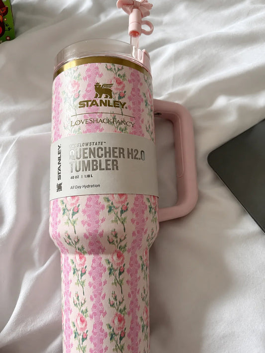 Pink Floral Stainless Steel Insulated Water Bottle – 1.18L